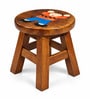 Handmade Round Wooden Kids Stool With Hand-Painted Cartoon Art