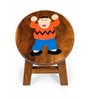 Handmade Round Wooden Kids Stool With Hand-Painted Cartoon Art