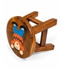 Handmade Round Wooden Kids Stool With Hand-Painted Cartoon Art