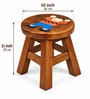 Handmade Round Wooden Kids Stool With Hand-Painted Cartoon Art