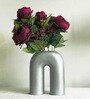Handmade Sculpture Silver Colour Ceramic Table Vase