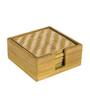 Handmade Square Green Bamboo (Set of 6) Table Coaster with Stand
