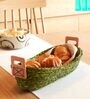 Green Handmade Sabai Grass Bread Serving Basket
