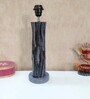 Handmade Vase Design Distress Rustic Tree Log Finish Wooden Lamp with Cotton Shade (Grey & Beige)