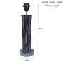 Handmade Vase Design Distress Rustic Tree Log Finish Wooden Lamp with Cotton Shade (Grey & Black)