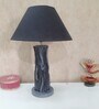 Handmade Vase Design Distress Rustic Tree Log Finish Wooden Lamp with Cotton Shade (Grey & Black)