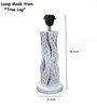 Handmade Vase Design Distress Rustic Tree Log Finish Wooden Lamp with Cotton Shade (White & Black)