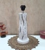Handmade Vase Design Distress Rustic Tree Log Finish Wooden Lamp with Cotton Shade (White & Black)