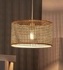 Handmade Webbing Rattan Cane & Sea Grass Pendant Hanging Light (Black & Beige)