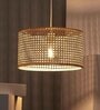 Handmade Webbing Rattan Cane & Sea Grass Pendant Hanging Light (Black & Natural)