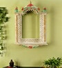 Handmade White Wooden Jharokha Cum Pooja Shelf