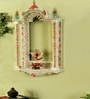 Handmade White Wooden Jharokha Cum Pooja Shelf