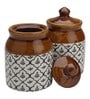 Handpainted (Set of 2) Ceramic Storage Jar