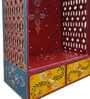 Red and Carved Wood Wall Mounted Mandir Without Door