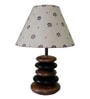 Handpainted Beige Fabric Shade Pebble Table Lamp With Brown And Black Base