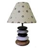 Handpainted Beige Fabric Shade Pebble Table Lamp With Multicoloured Base