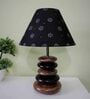 Handpainted Black Fabric Shade Pebble Table Lamp With Brown And Black Base
