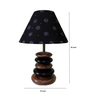 Handpainted Black Fabric Shade Pebble Table Lamp With Brown And Black Base