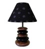 Handpainted Black Fabric Shade Pebble Table Lamp With Brown And Black Base