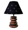 Handpainted Black Fabric Shade Pebble Table Lamp With Brown Base
