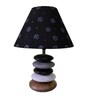 Handpainted Black Fabric Shade Pebble Table Lamp With Multicoloured Base