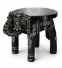 Black Handpainted Decorative Elephant Chowki