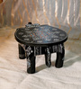 Black Handpainted Decorative Elephant Chowki
