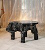 Black Handpainted Decorative Elephant Chowki
