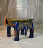 Blue Handpainted Decorative Elephant Chowki