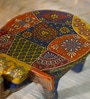Blue Handpainted Decorative Elephant Chowki