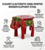 Red Handpainted Decorative Elephant Chowki