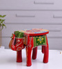 Red Handpainted Decorative Elephant Chowki