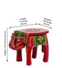 Red Handpainted Decorative Elephant Chowki