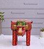 Red Handpainted Decorative Elephant Chowki