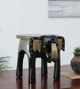 Handpainted Elephant Black Solid Wood Chowkie