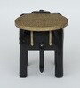 Handpainted Elephant Black Solid Wood Chowkie