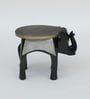 Handpainted Elephant Black Solid Wood Chowkie