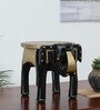 Handpainted Elephant Black Solid Wood Chowkie