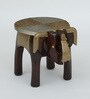 Handpainted Elephant Brown Solid Wood Chowkie