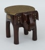 Handpainted Elephant Brown Solid Wood Chowkie