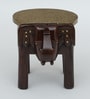 Handpainted Elephant Brown Solid Wood Chowkie