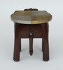 Handpainted Elephant Brown Solid Wood Chowkie