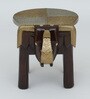 Handpainted Elephant Brown Solid Wood Chowkie