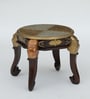 Handpainted Elephant Gold Solid Wood Chowkie