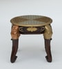 Handpainted Elephant Gold Solid Wood Chowkie