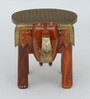 Handpainted Elephant Teak Solid Wood Chowkie