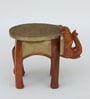 Handpainted Elephant Teak Solid Wood Chowkie