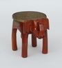 Handpainted Elephant Teak Solid Wood Chowkie