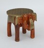 Handpainted Elephant Teak Solid Wood Chowkie