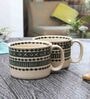 HandPainted Funky 500ml Green (Set of 2) Ceramic Coffee Mug